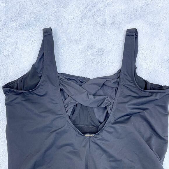 Lands End SlenderSuit Carmela Tummy Control One Piece Swimsuit Black Womens 22W - Picture 4 of 10